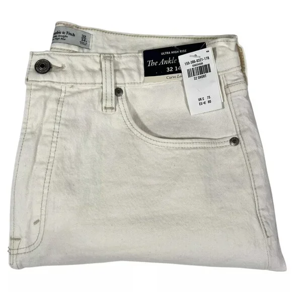 Abercrombie & Fitch Women's Ultra High Rise Ankle Straight Jeans Sz 32/14 Short - Picture 7 of 16